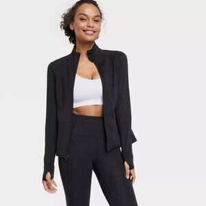 Women's Full Zip Jacket - All In Motion™ Black XL Spandex, UPF 50+,Thumbholes